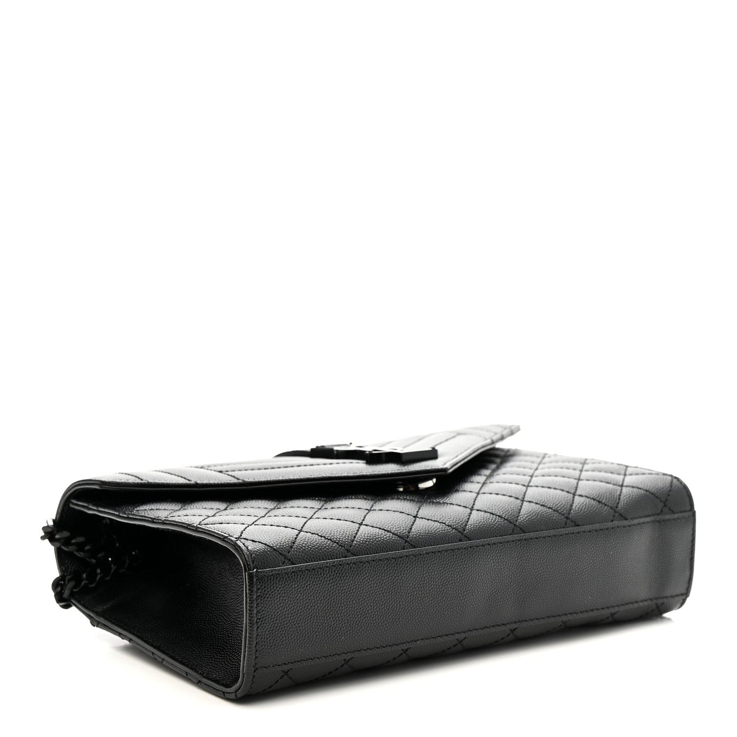 Grain De Poudre Textured Mixed Matelasse Triquilt Medium Monogram Monochrome Satchel Black