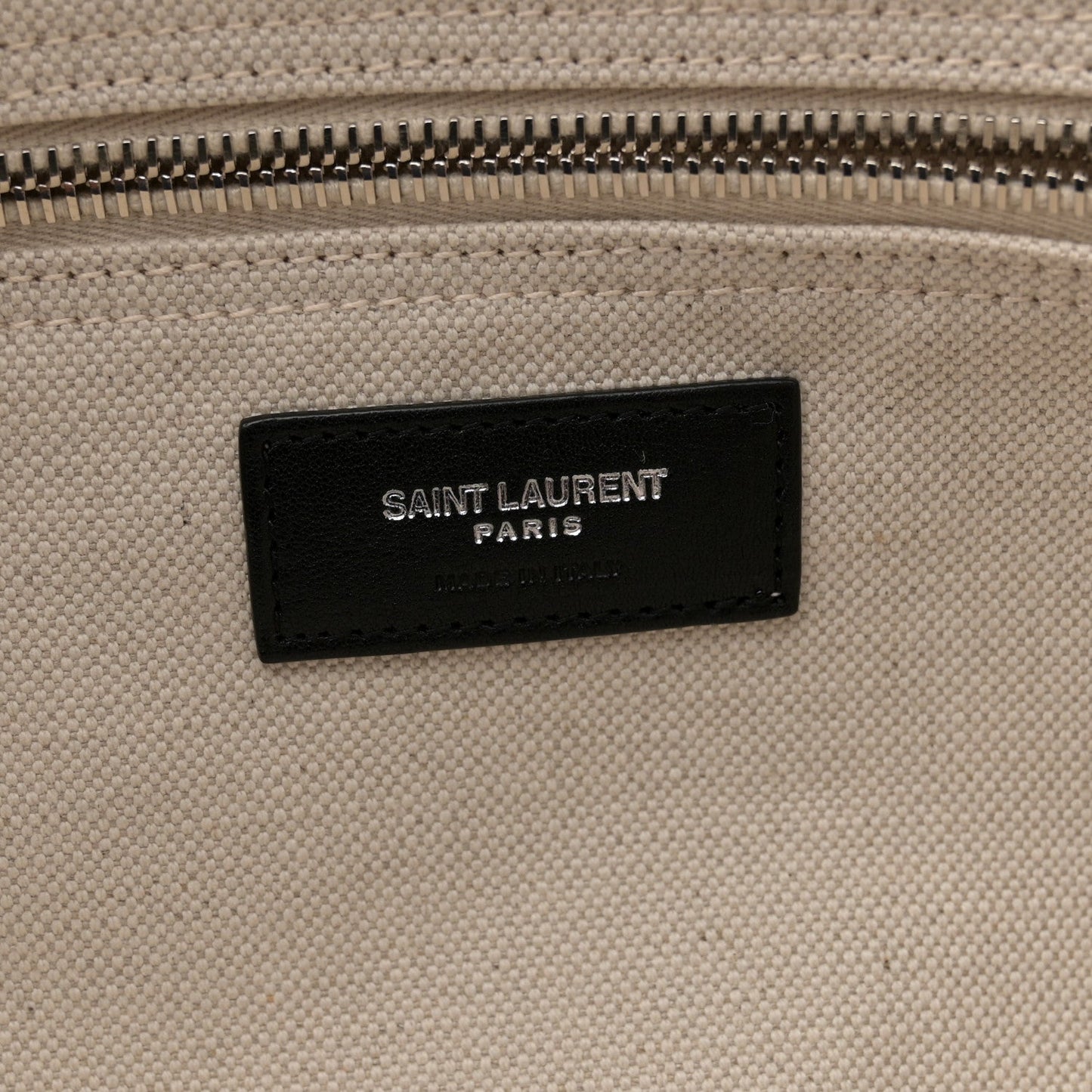 Linen Calfskin Rive Gauche Maxi Tote Grege et Noir