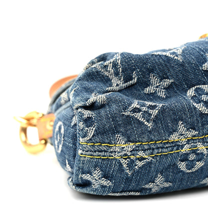 Monogram Denim Mini Pleaty Blue