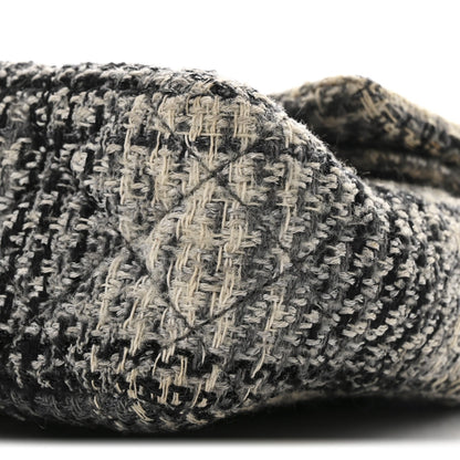 Tweed Quilted Medium Double Flap Beige White Black