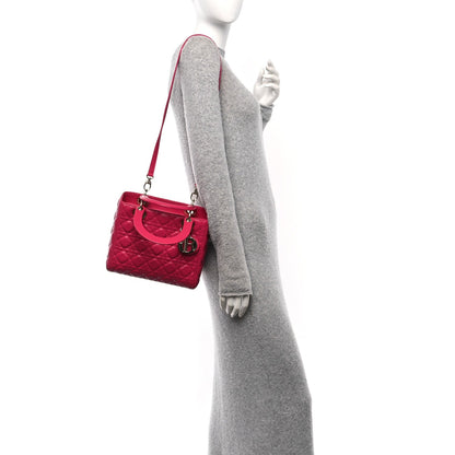 Lambskin Cannage Medium Lady Dior Fuchsia