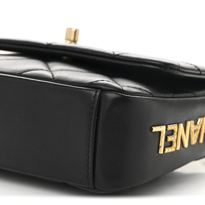 Lambskin Quilted Mini Side Note Flap Black