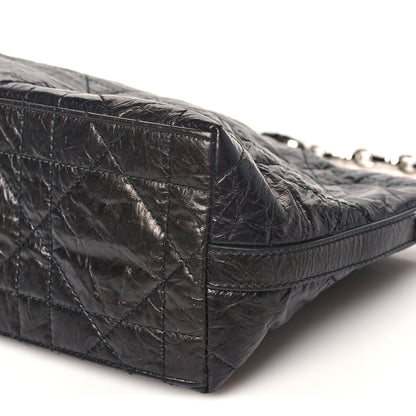Crinkled Calfskin Macrocannage DiorStar Hobo Bag Black