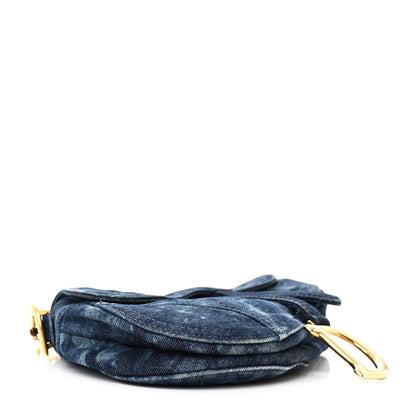 Denim Tie Dye Saddle Bag Blue