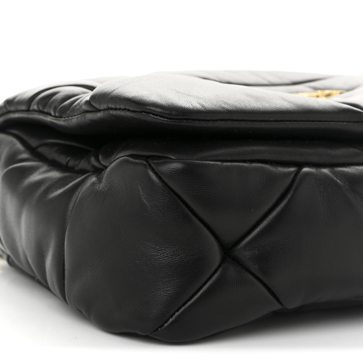 Nappa Metal Quilted Small Patchwork System Flap Bag Black
