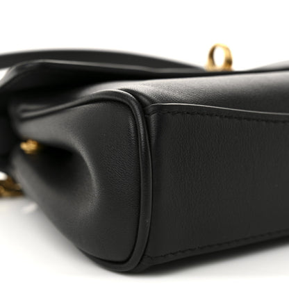 Natural Smooth Calfskin Nano Rodeo Top Handle Handbag Black