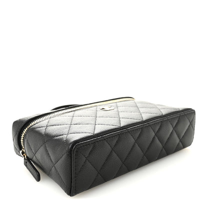 Caviar Quilted Top Handle Slim Vanity With Chain Black