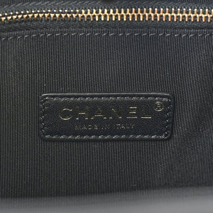 Crumpled Calfskin Quilted 31 Large Shopping Bag Black