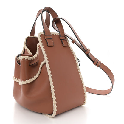 Calfskin Small Crochet Trim Hammock Shoulder Bag Tan