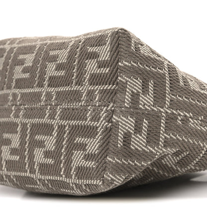 Denim Jacquard FF Effect Vitello Grace Mini Roll Tote Dove White Dove