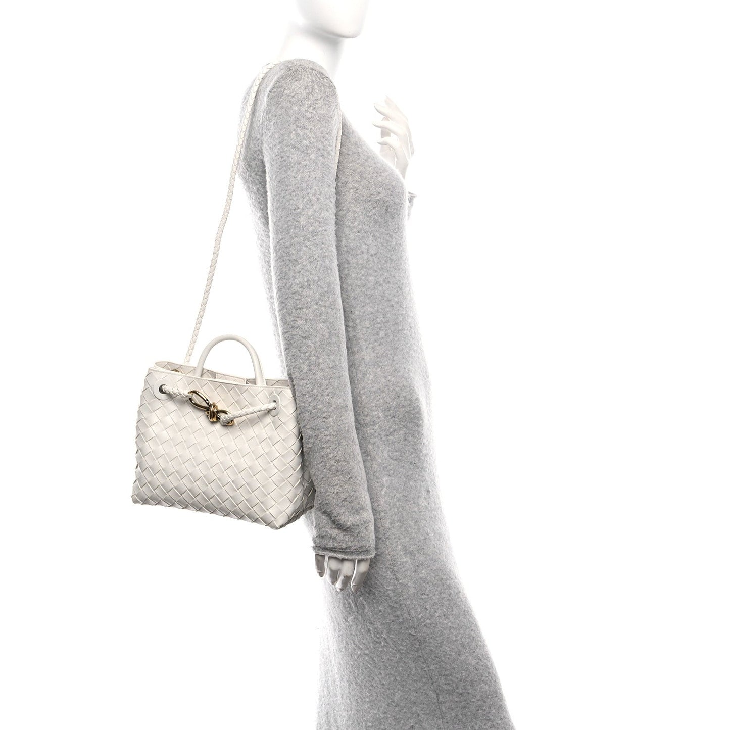 Nappa Intrecciato Small Andiamo Shoulder Bag White