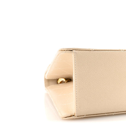 Caviar Stitch Medium Single Flap Beige Clair