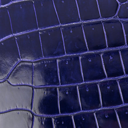 Shiny Porosus Crocodile Kelly Sellier 32 Bleu Electrique