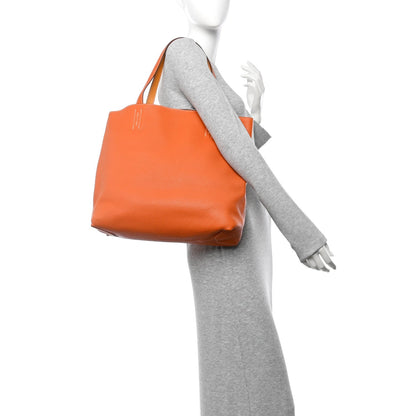 Taurillon Clemence Double Sens 36 Reversible Tote Moutarde Orange