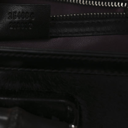 Pony Hair New Bamboo Medium Top Handle Bag Black