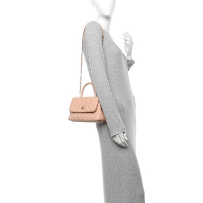 Caviar Quilted Mini Coco Handle Flap Light Pink