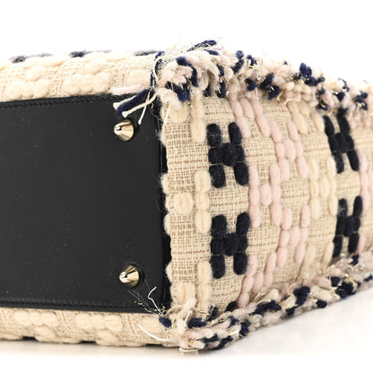 Tweed Fringe Medium Lady Dior Beige Multicolor