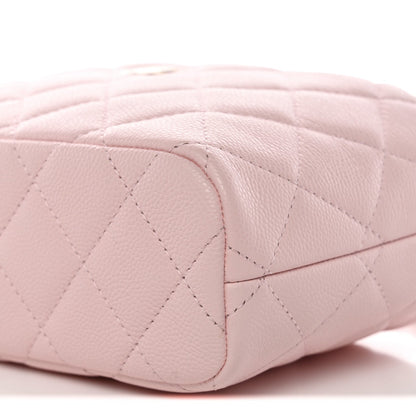 Caviar Quilted Hobo Clutch With Chain Light Pink