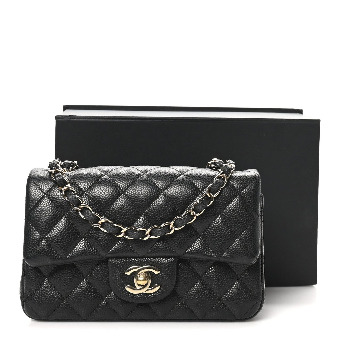 Caviar Quilted Mini Rectangular Flap Black