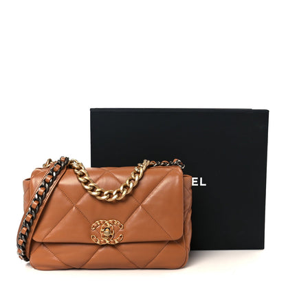Lambskin Quilted Medium Chanel 19 Flap Brown