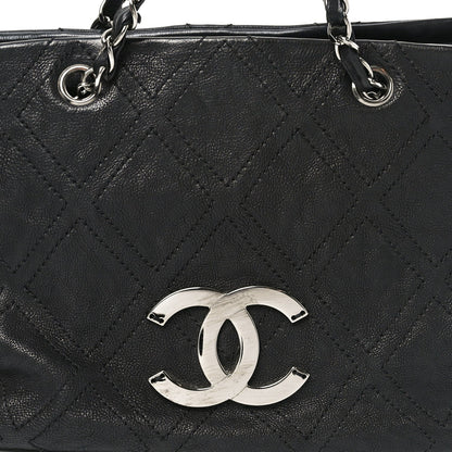 Calfskin Large Diamond Stitch Tote Black