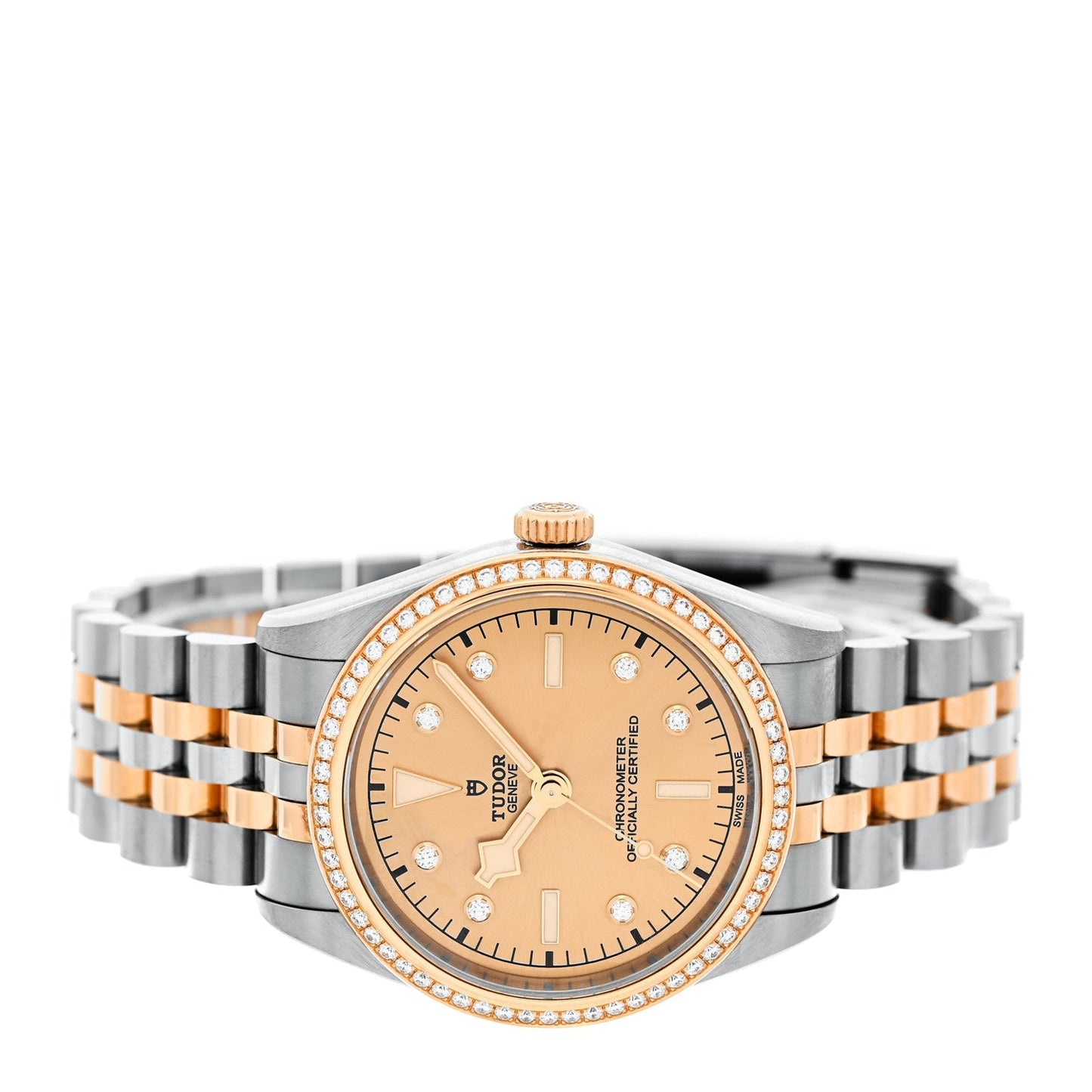 Stainless Steel 18K Yellow Gold Diamond Bezel 36mm Black Bay Automatic Watch Champagne 79653
