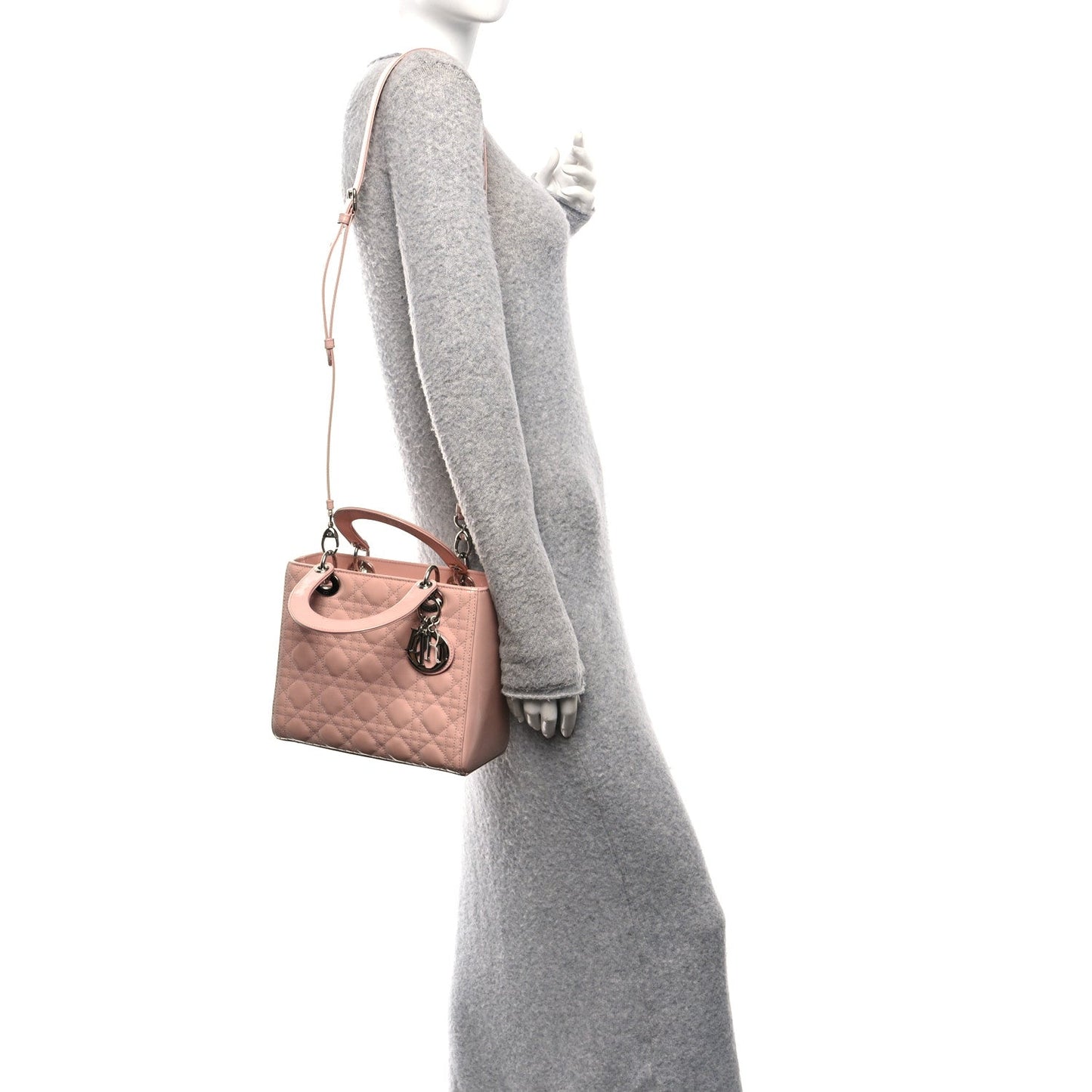 Patent Cannage Medium Lady Dior Light Pink