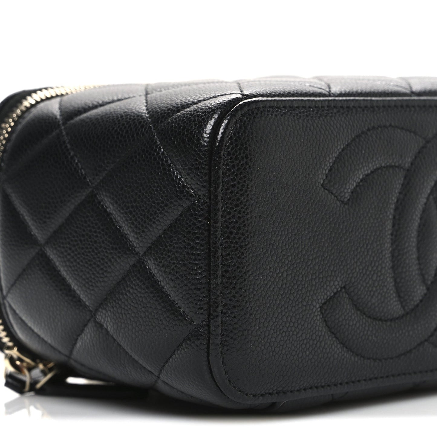 Caviar Quilted Small Vanity Case With Chain Black