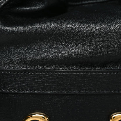 Azalea Sakai Calfskin Horsebit 1955 Drawstring Bucket Bag Black