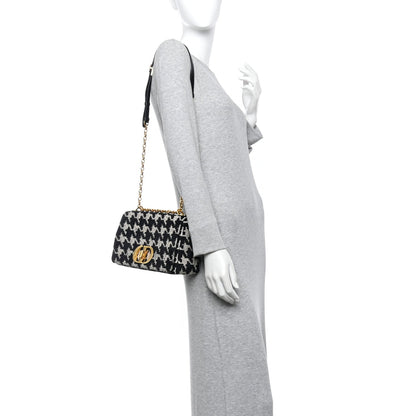 Tweed Houndstooth Medium Caro Bag Black Beige