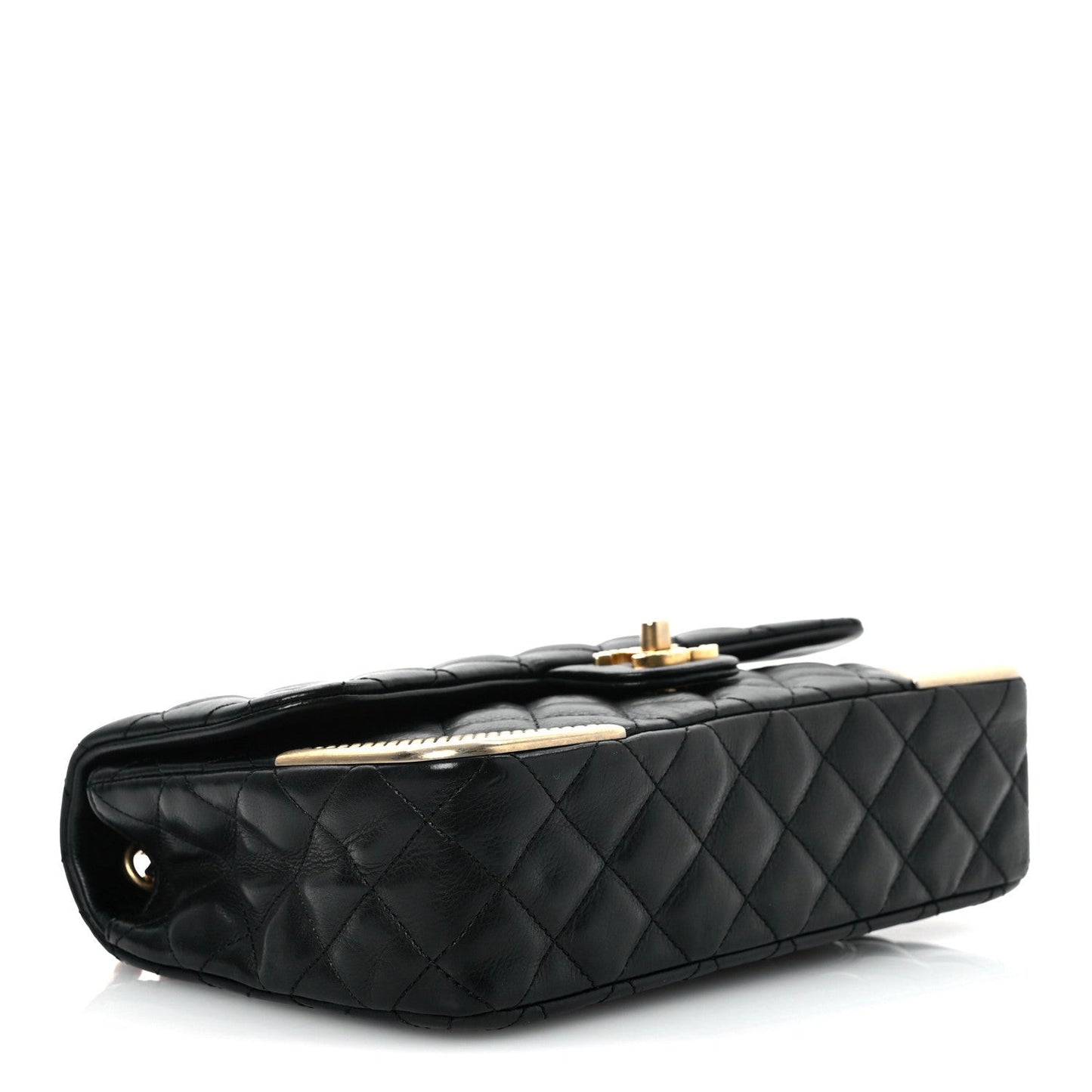 Calfskin Quilted Rock The Corner Flap Black