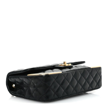 Calfskin Quilted Rock The Corner Flap Black