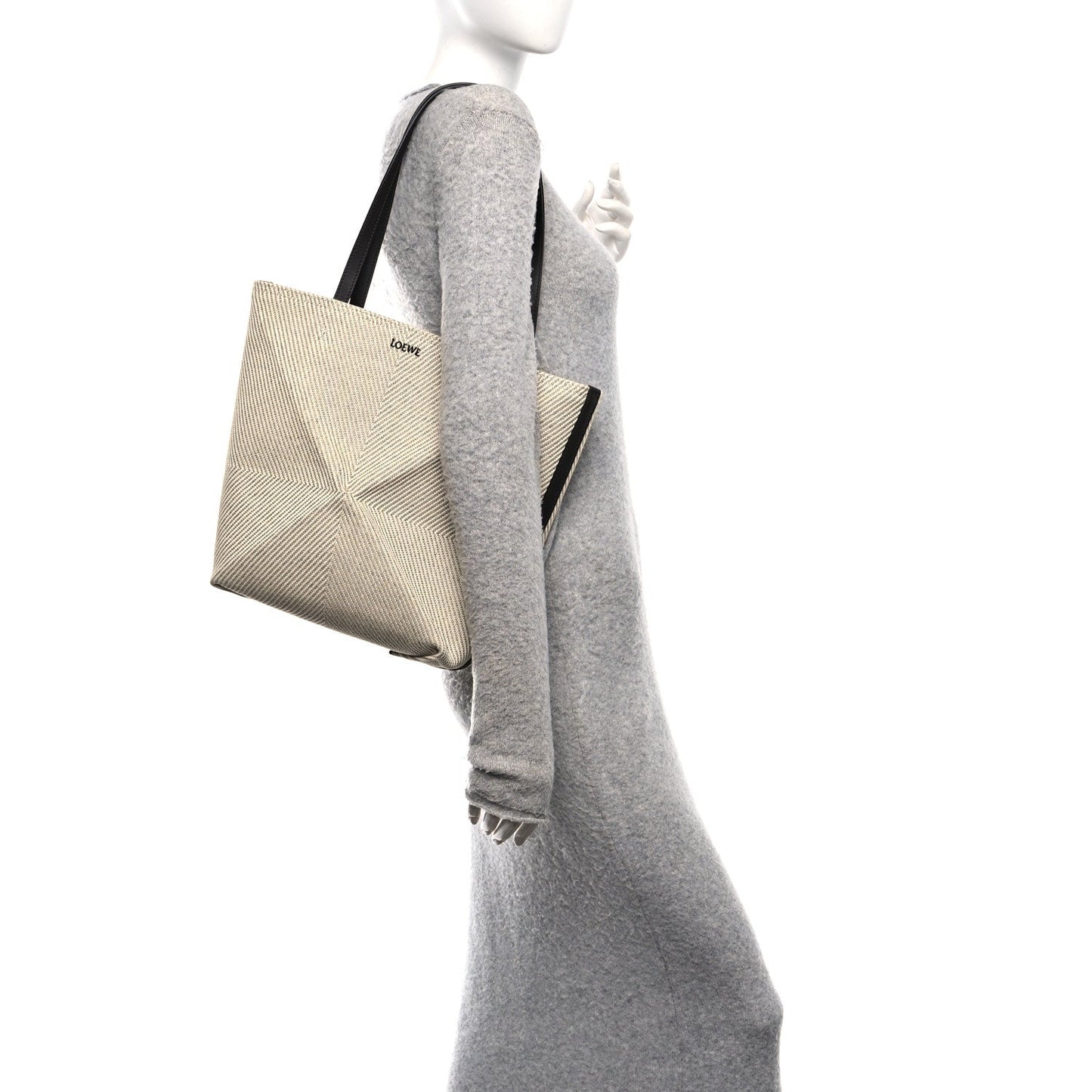 Cotton Calfskin Paula's Ibiza Medium Puzzle Fold Tote Ecru Hazel