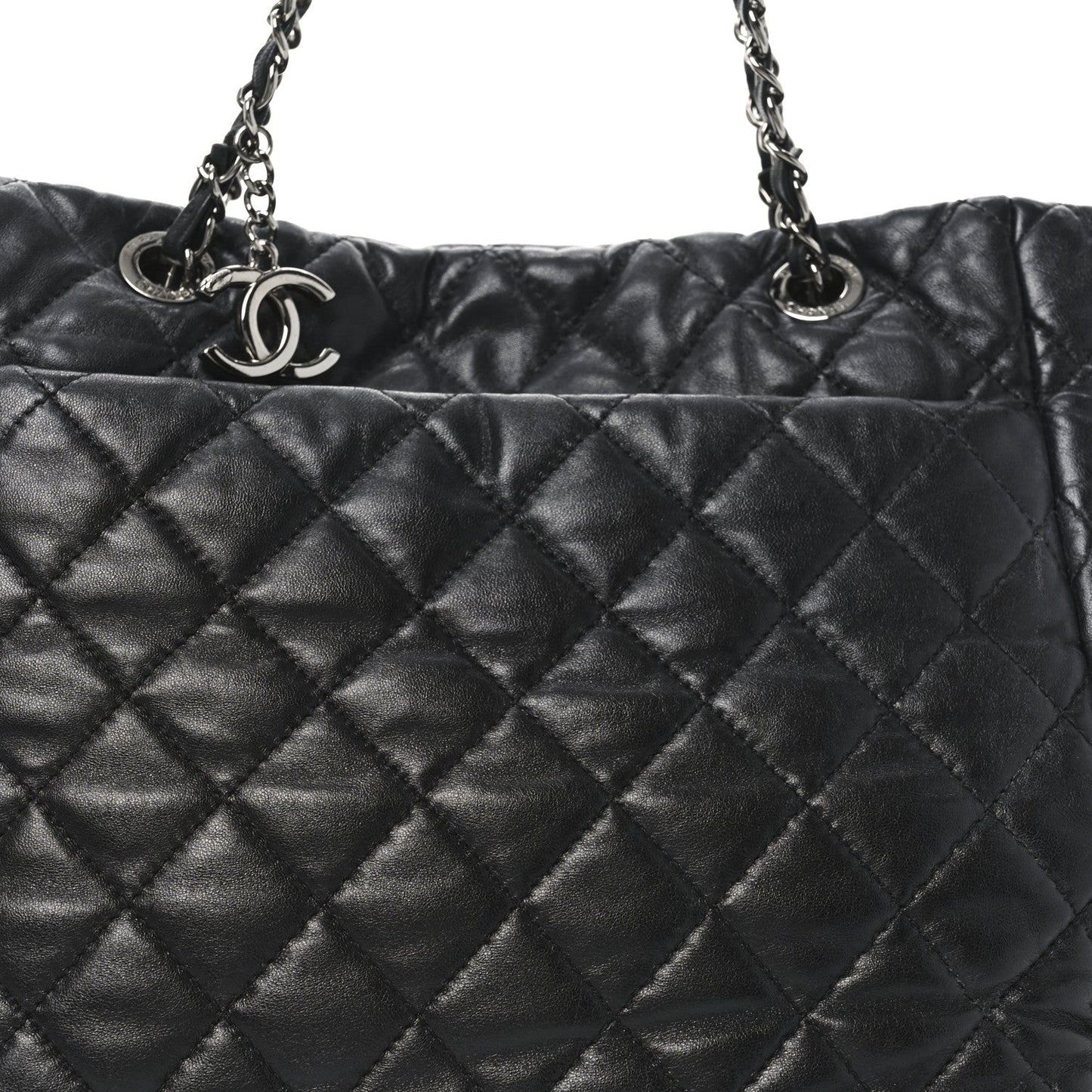 Lambskin Quilted Week End on Mars Tote Black