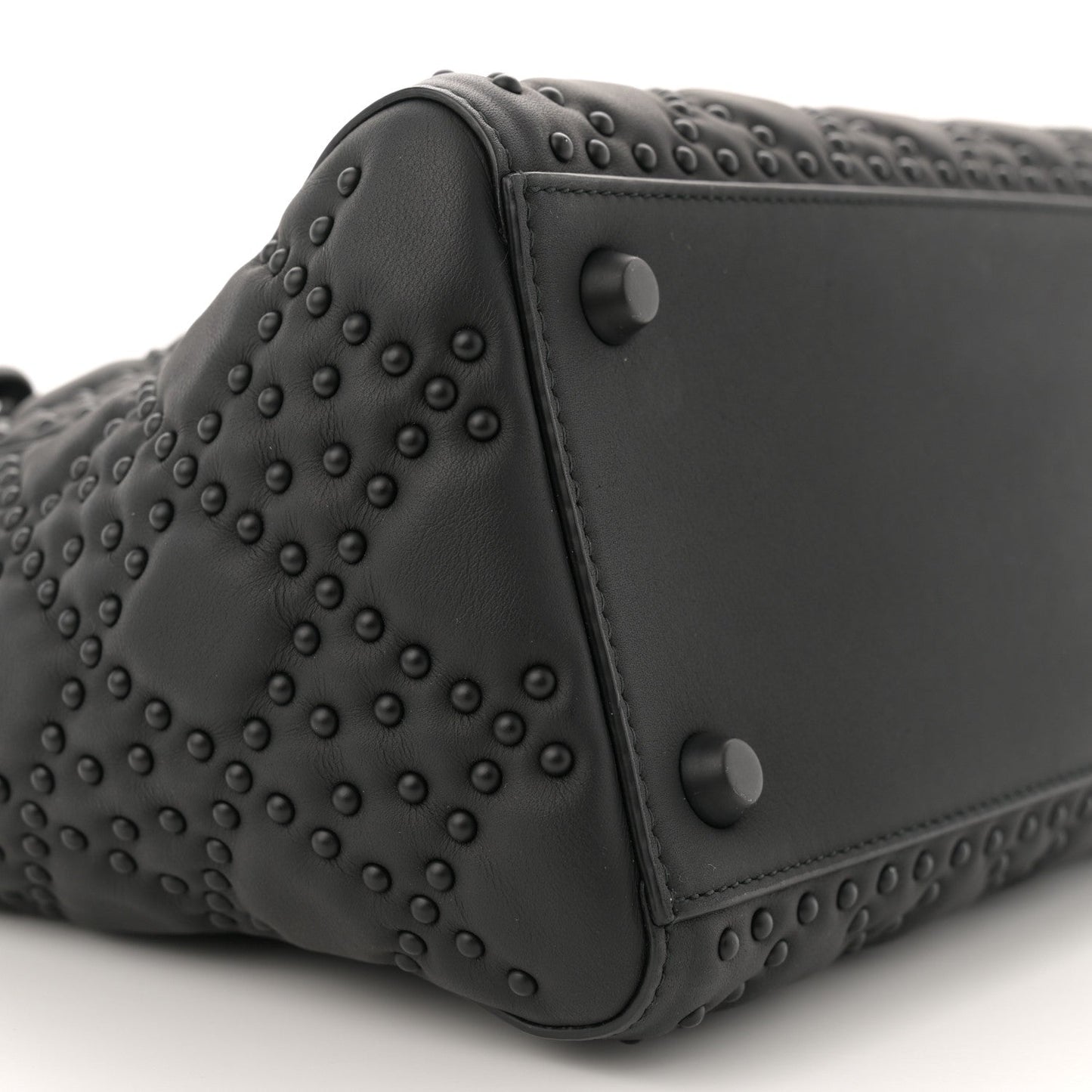 Matte Calfskin Cannage Studded Medium Supple Lady Dior Ultra Black