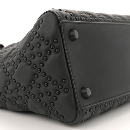 Matte Calfskin Cannage Studded Medium Supple Lady Dior Ultra Black