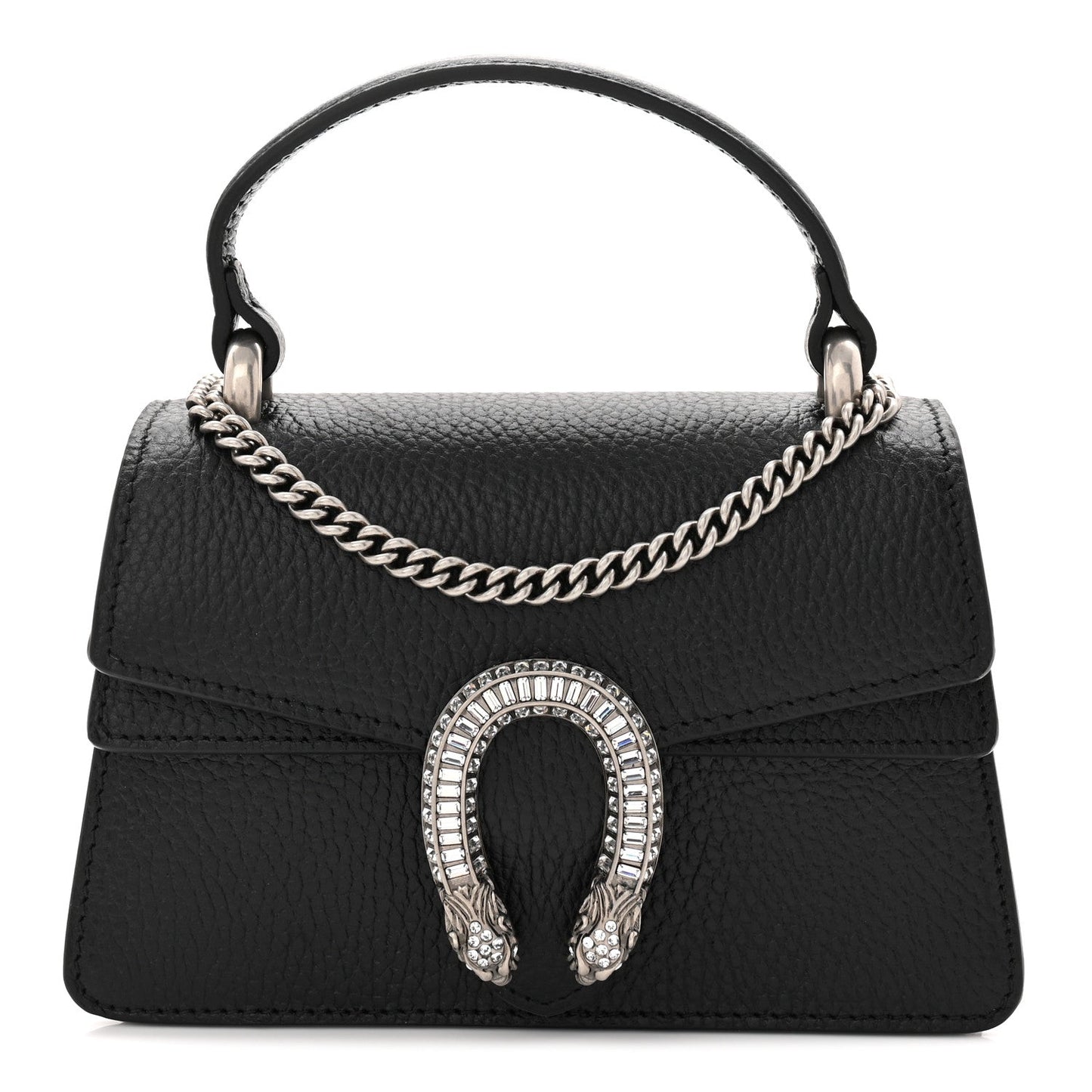 Dollar Calfskin Crystal Mini Dionysus Top Handle Bag Black Crystal