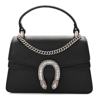 Dollar Calfskin Crystal Mini Dionysus Top Handle Bag Black Crystal