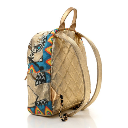 Graffiti Printed Canvas Street Spirit Backpack Multicolor