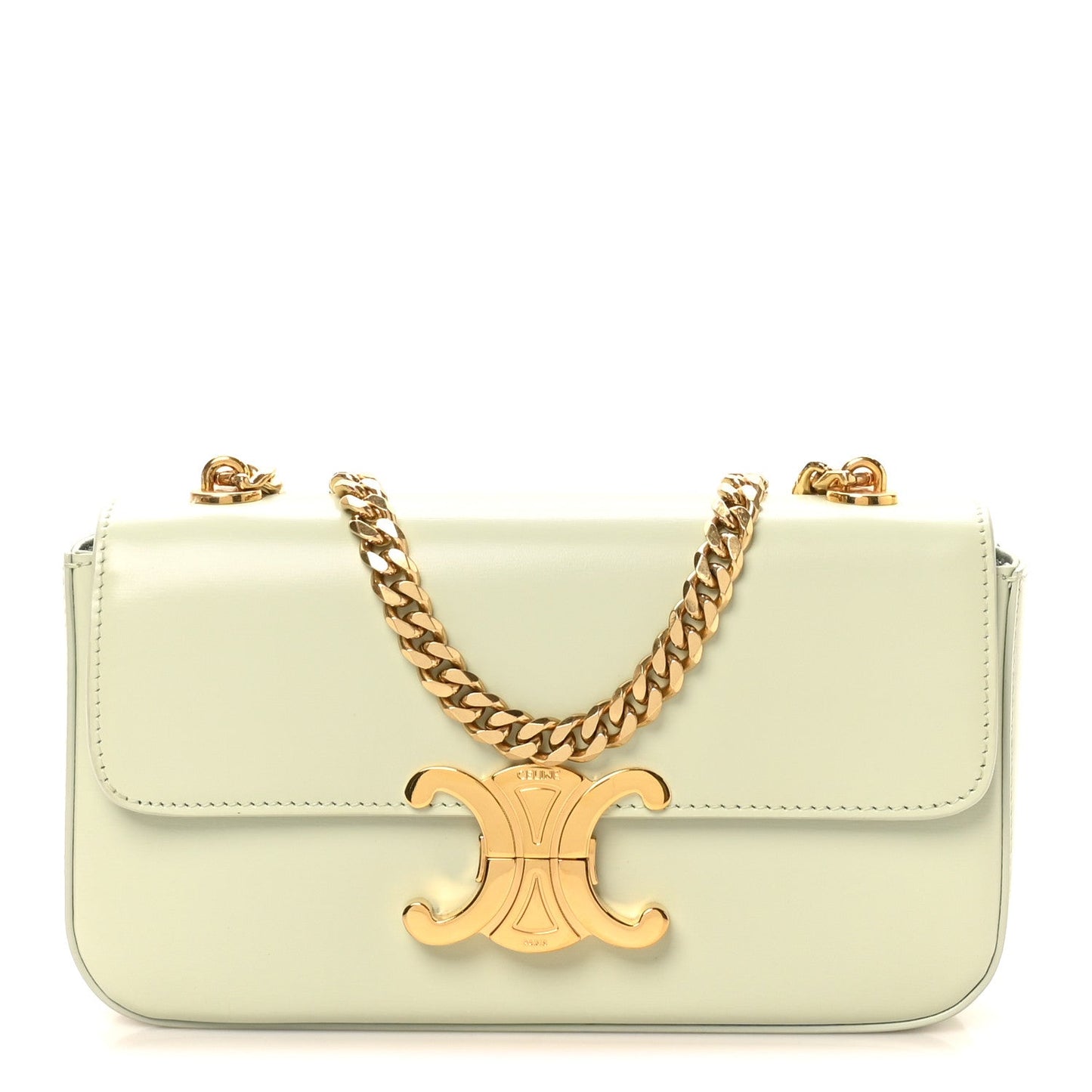 Shiny Calfskin Triomphe Chain Shoulder Bag Jade