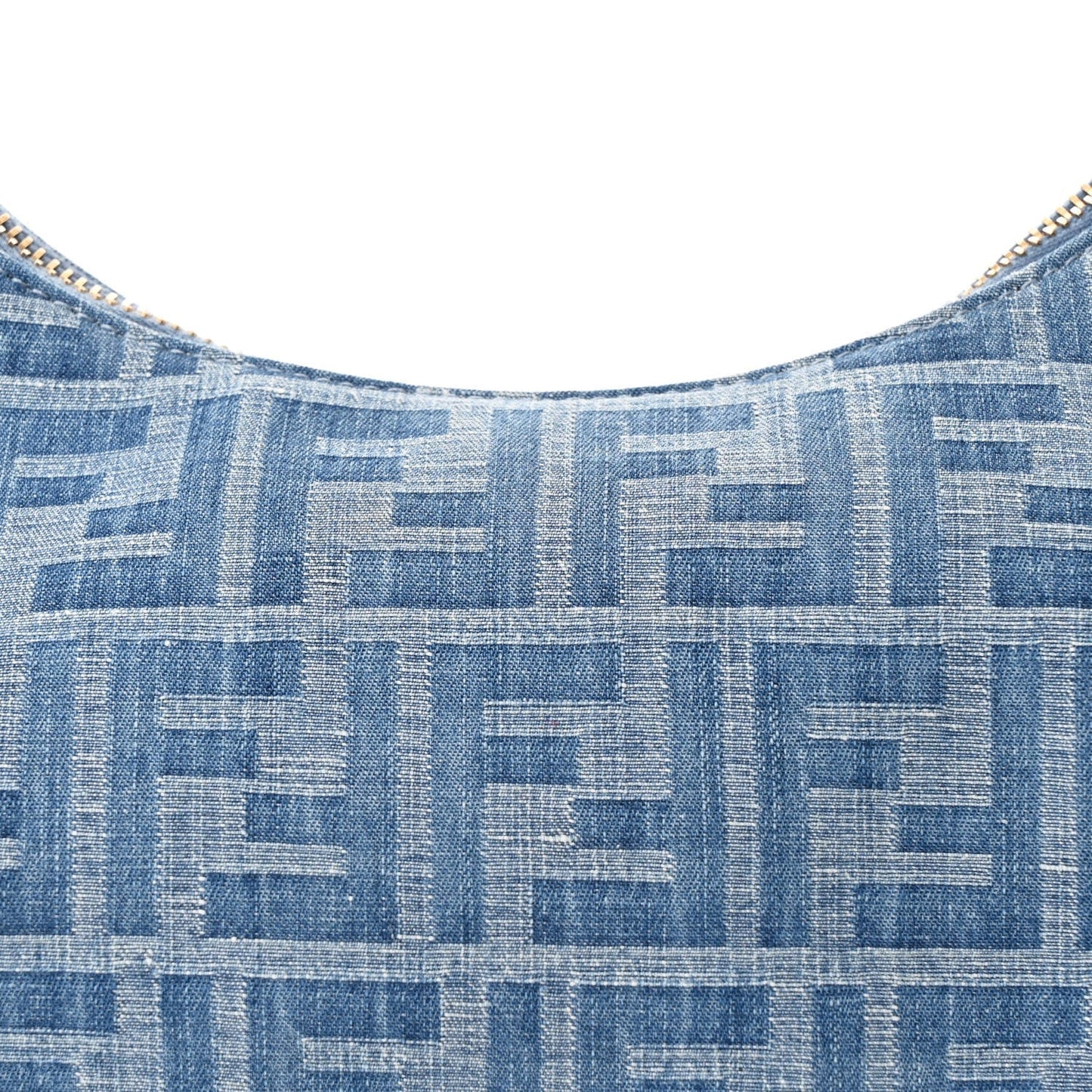 Denim Vitello Grace Mirror Logo Small Fendigraphy Hobo Bag Denim Sand