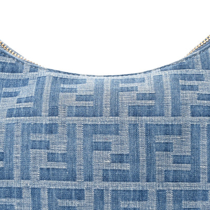 Denim Vitello Grace Mirror Logo Small Fendigraphy Hobo Bag Denim Sand