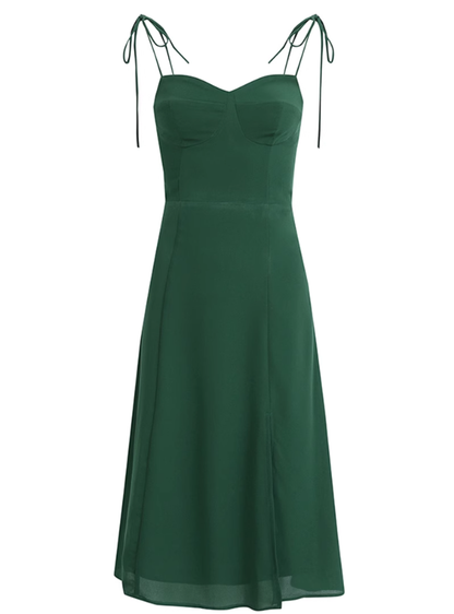 2025 Summer New Retro Temperament Sexy Green Holiday Seaside Suspender Dress R0952