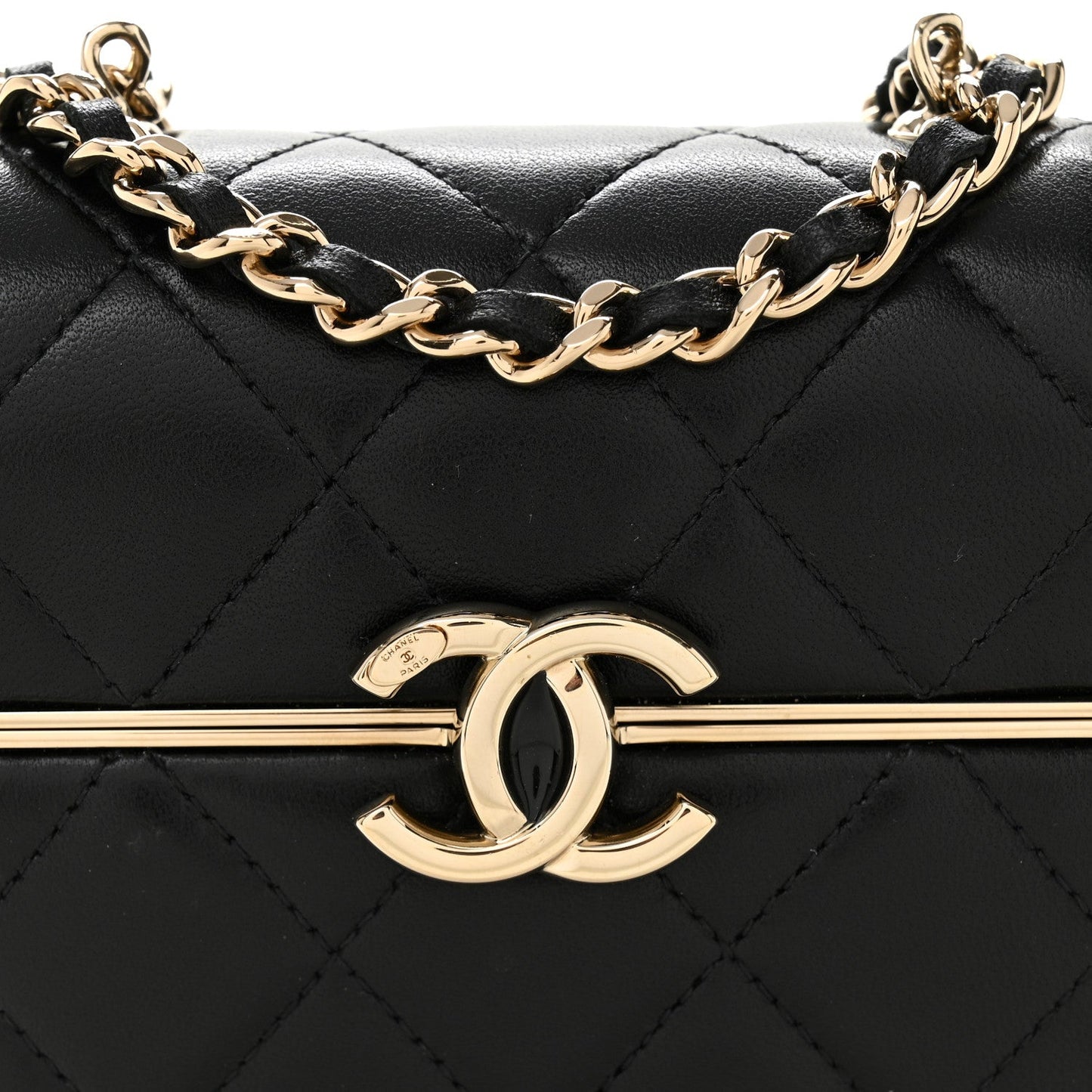 Lambskin Quilted Small Box With Chain Black
