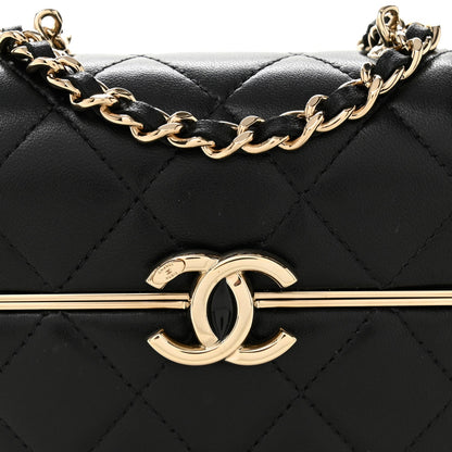 Lambskin Quilted Small Box With Chain Black