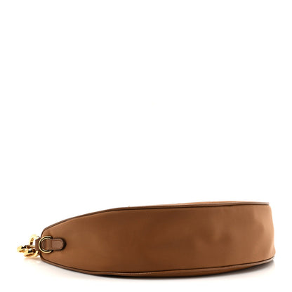 Re-Nylon Saffiano Demi-lune Shoulder Bag Brown