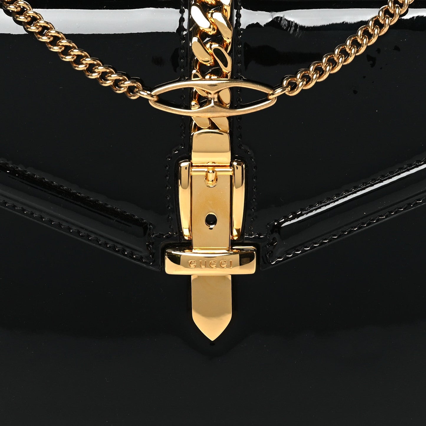 Mousse Top Patent Mini Sylvie 1969 Top Handle Bag Black