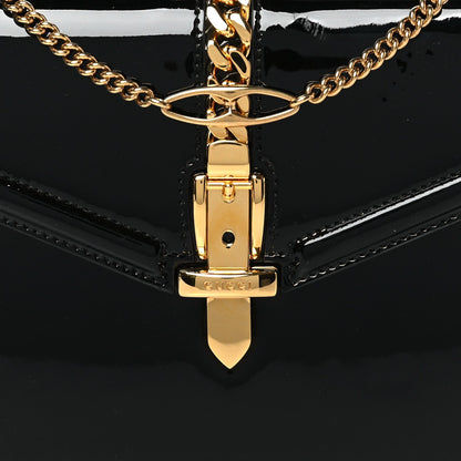 Mousse Top Patent Mini Sylvie 1969 Top Handle Bag Black