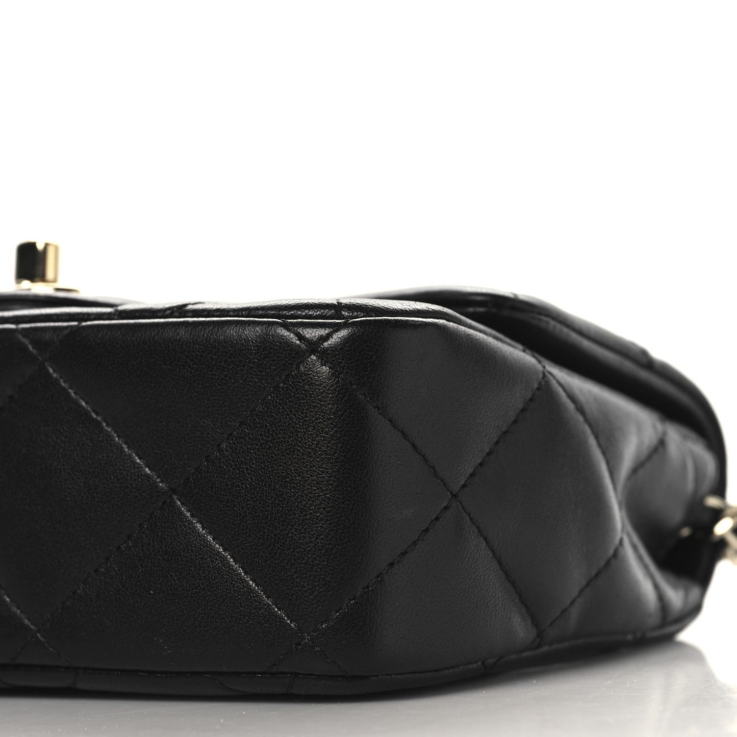 Lambskin Quilted Resin Pearl Chain Top Handle Flap Black