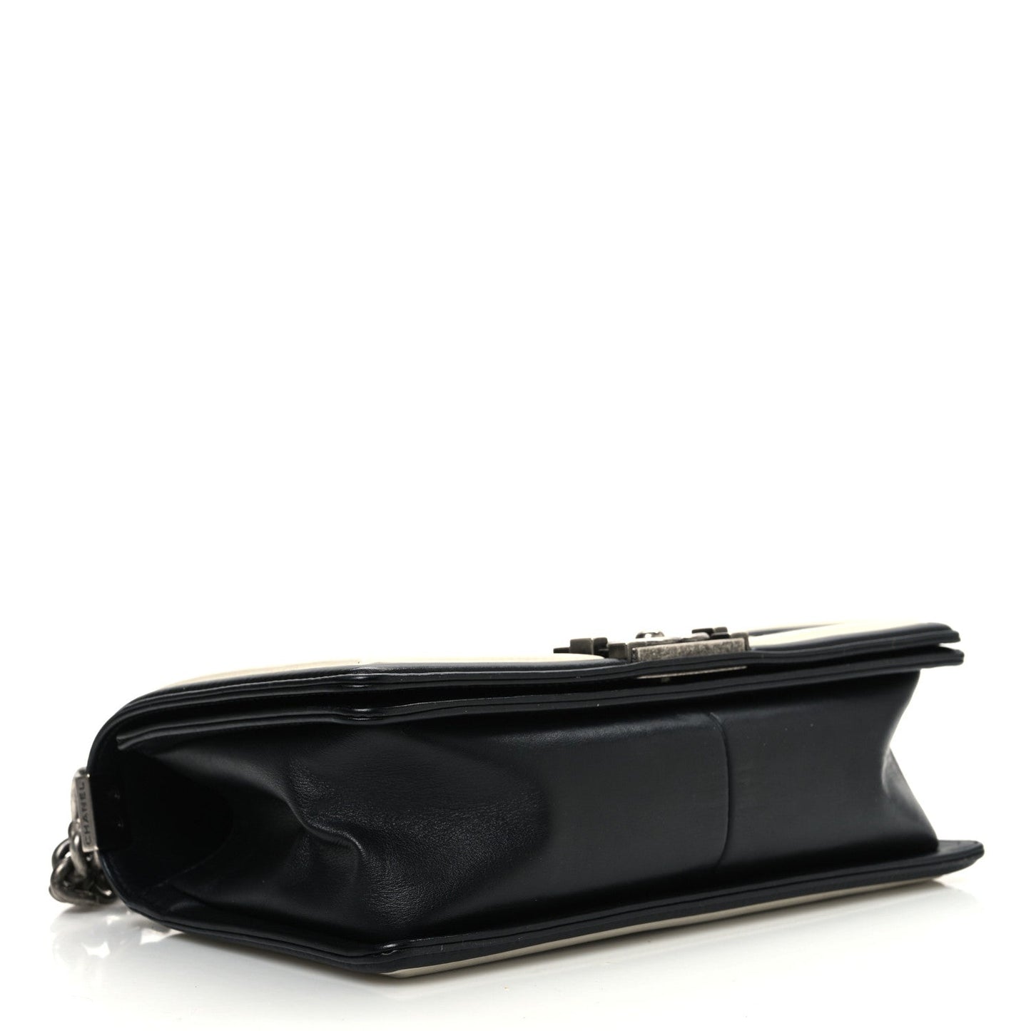 Calfskin Pleated Medium Boy In Rome Flap Black White